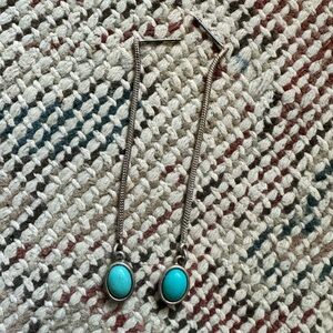 Vintage turquoise dangling silver earrings